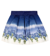 Monnalisa Kids' Printed Matelassé Skirt In Blue,white