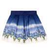 Monnalisa Printed Matelassé Skirt In Blue