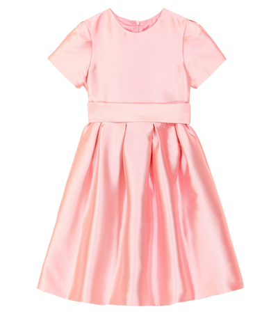 Il Gufo Kids' Mikado Puff-sleeve Dress In Pink