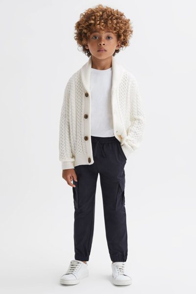 Reiss Ashbury - Ecru Junior Cable Knitted Cardigan, Age 6-7 Years