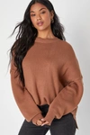 Lulus Coziest Option Brown Oversized Pullover Sweater In Brown
