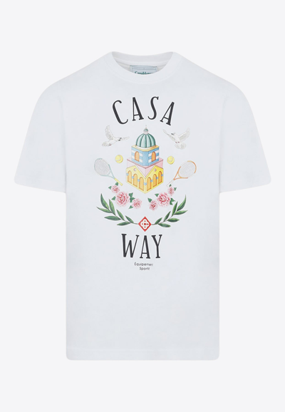 Casablanca Tennis Club Pastelle Printed T-shirt In White