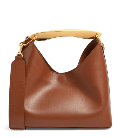 Elleme Leather Boomerang Tote Bag In Cognac