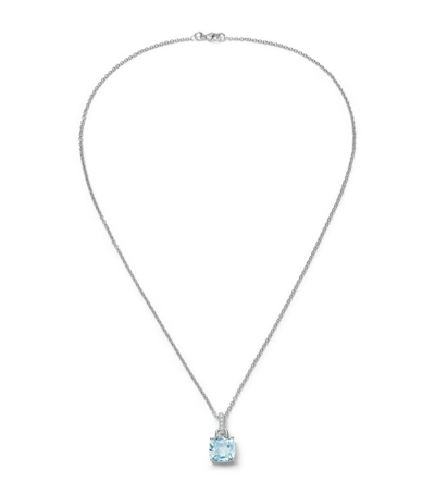Kiki Mcdonough White Gold, Diamond And Blue Topaz Kiki Classics Necklace In Silver