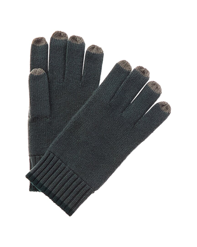 Qi Cashmere Contrast Tipping Tech Gloves In Green
