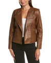 Cole Haan Asymmetrical Leather Jacket In Brown