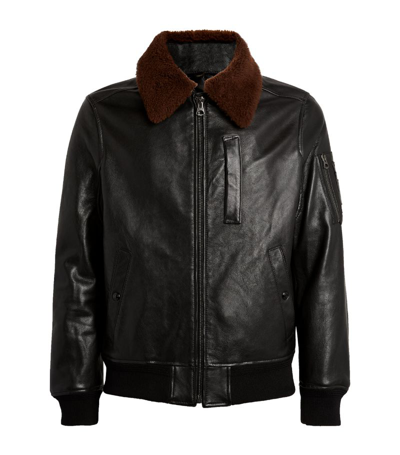 Belstaff Leather Bomber Jacket In Black