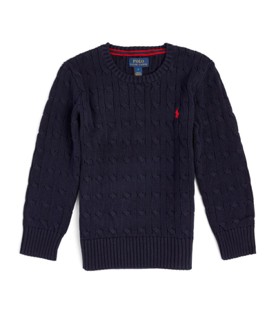 Ralph Lauren Kids' Polo Pony Cable-knit Jumper In Blu