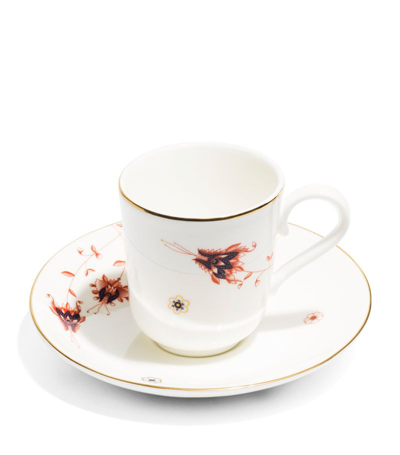 Richard Brendon X V & A Dragon Flower Espresso Cup And Saucer Set In Multi