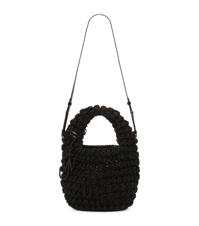Jw Anderson Medium Woven Popcorn Basket Bag In Black