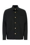Balmain Men's Noir Monogram-button Cotton Shirt In Noir