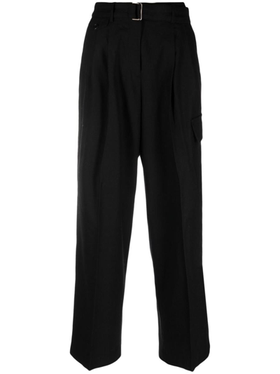 Dunst Belted Straight-leg Trousers In Black