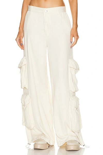 Amiri Wide Leg Twill Cargo Pants In Alabaster