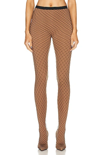 Balenciaga Knife Fishnet Pantaleggings 高跟靴 In Tan