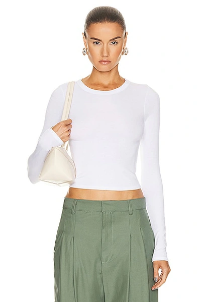 Enza Costa Silk Knit Long Sleeve Tuck Top In White