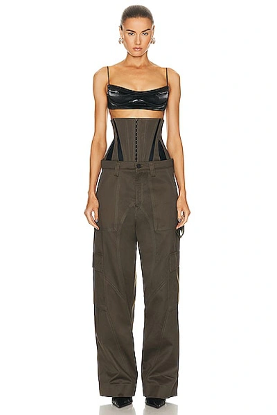 Mugler Cotton Cargo Trousers In Green