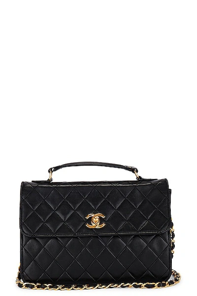 Pre-owned Chanel Vintage Black Top Handle Quilted Shoulder Bag