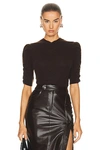 Frame Frankie Ruched Puff Sleeve Tee In Espresso