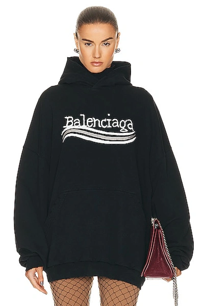 Balenciaga Political Hoodie Large Fit In Black  Silver  & White