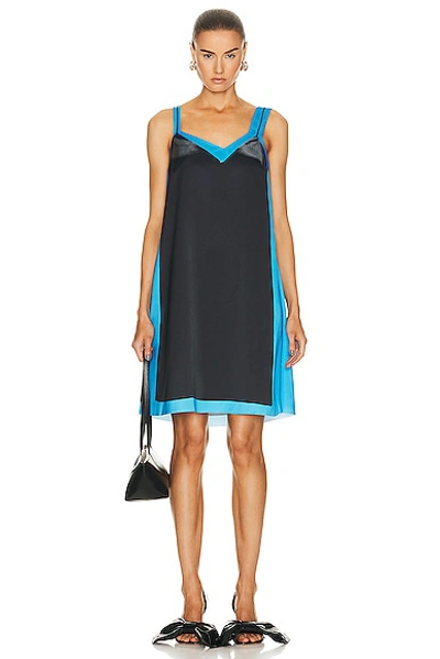 Loewe Trompe Loeil Print Sleeveless Shift Dress In Black/blue