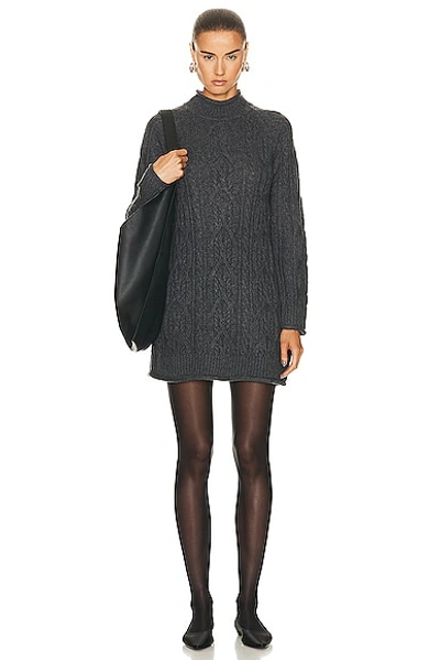 Loulou Studio Turtleneck Cable Knit Dress In Grey