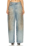 Acne Studios Women Distressed Super Baggy Jeans In Mid Blue