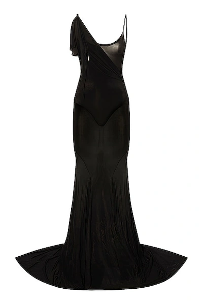 Attico Sheer Long Dress In Black