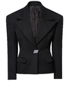 Attico Black Wool Single-breasted Jacket With Epaulettes In Black