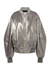Attico Mirror-like Leather Anja Bomber With Vintage Effect In Silver