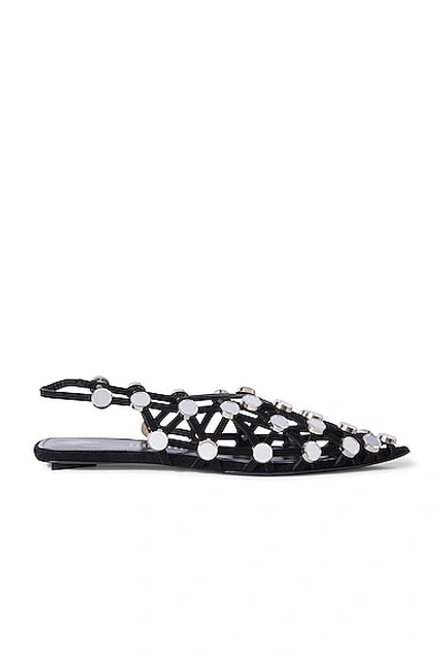 Attico Grid Crystal-embellished Ballet Flats In Black