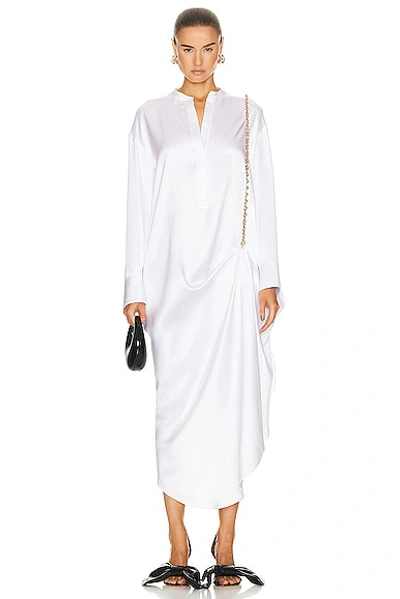 Loewe Silk Long Shirtdress With Chain Drape Detail In Optic Whit