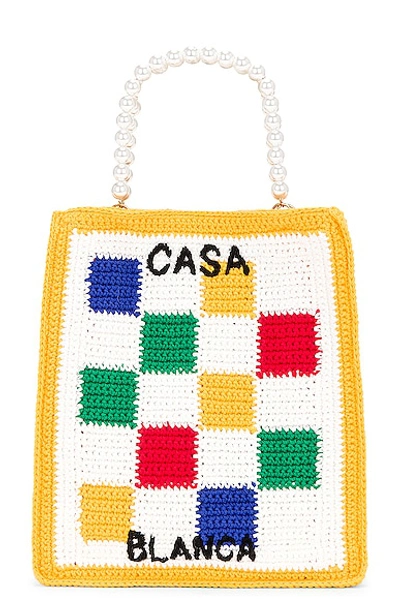 Casablanca Mini Cotton Crochet Square Tote Bag In Multicolour