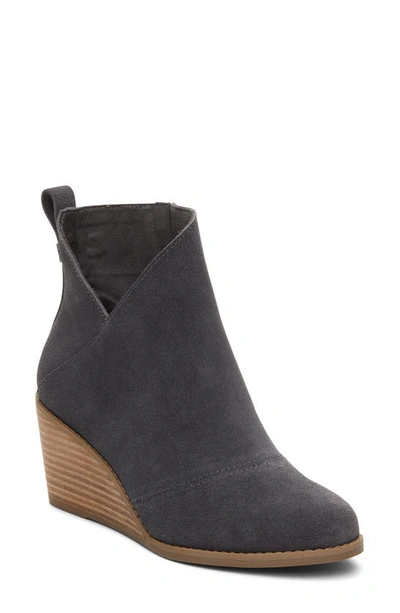 Toms Women's Sutton Asymmetrical Cutout Wedge Booties In Forged Iron Suede