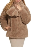 Guess Rebecca Faux Fur Coat In Light Brown