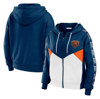 Wear By Erin Andrews Navy/white Chicago Bears Color Block Light Weight Modest Crop Full-zip Hoodie In Navy