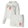 Concepts Sport Women's  Cream San Francisco Giants Fluffy Hoodie Top And Shorts Sleep Set In Cream