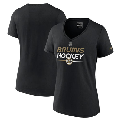 Fanatics Branded  Black Boston Bruins Authentic Pro V-neck T-shirt