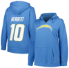 PROFILE PROFILE JUSTIN HERBERT POWDER BLUE LOS ANGELES CHARGERS PLUS SIZE PLAYER NAME & NUMBER PULLOVER HOOD