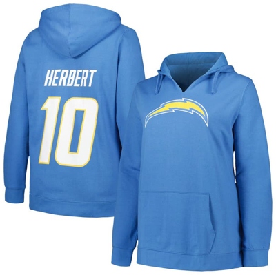 Profile Justin Herbert Powder Blue Los Angeles Chargers Plus Size Player Name & Number Pullover Hood