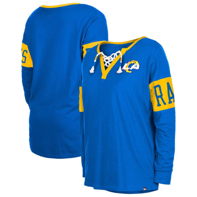New Era Royal Los Angeles Rams Lace-up Notch Neck Long Sleeve T-shirt