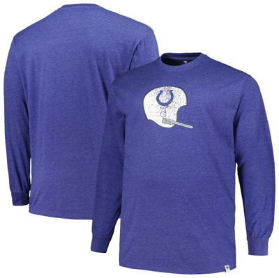 Profile Men's  Heather Royal Distressed Indianapolis Colts Big And Tall Throwback Long Sleeve T-shirt