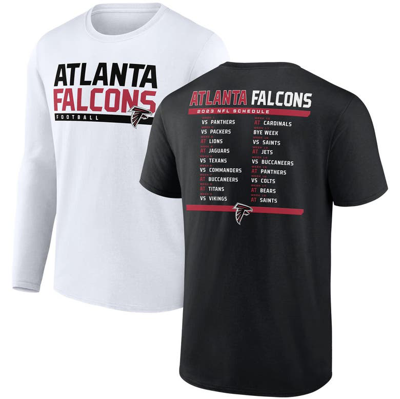Fanatics Branded Black/white Atlanta Falcons Two-pack 2023 Schedule T-shirt Combo Set In Black,white
