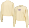 League Collegiate Wear Cream Lsu Tigers Timber Cropped Pullover Sweatshirt In Cream