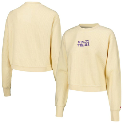 League Collegiate Wear Cream Lsu Tigers Timber Cropped Pullover Sweatshirt