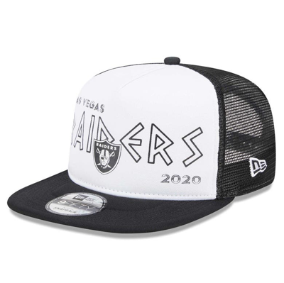 New Era Men's  White, Black Las Vegas Raiders Banger 9fifty Trucker Snapback Hat In White,black