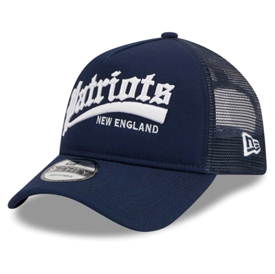 New Era Navy New England Patriots Caliber Trucker 9forty Adjustable Hat