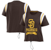 WEAR BY ERIN ANDREWS WEAR BY ERIN ANDREWS BROWN SAN DIEGO PADRES CINCHED COLORBLOCK T-SHIRT