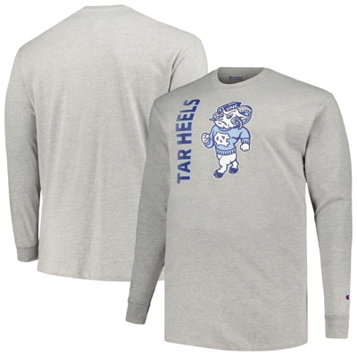 Champion Men's  Heather Gray North Carolina Tar Heels Big And Tall Mascot Long Sleeve T-shirt