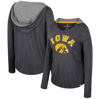 COLOSSEUM COLOSSEUM  BLACK IOWA HAWKEYES DISTRESSED HEATHER LONG SLEEVE HOODIE T-SHIRT