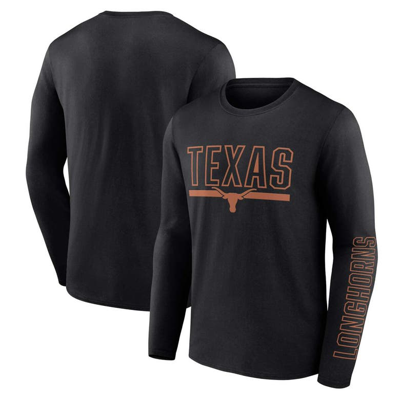 Profile Men's  Black Texas Longhorns Big And Tall Two-hit Graphic Long Sleeve T-shirt
